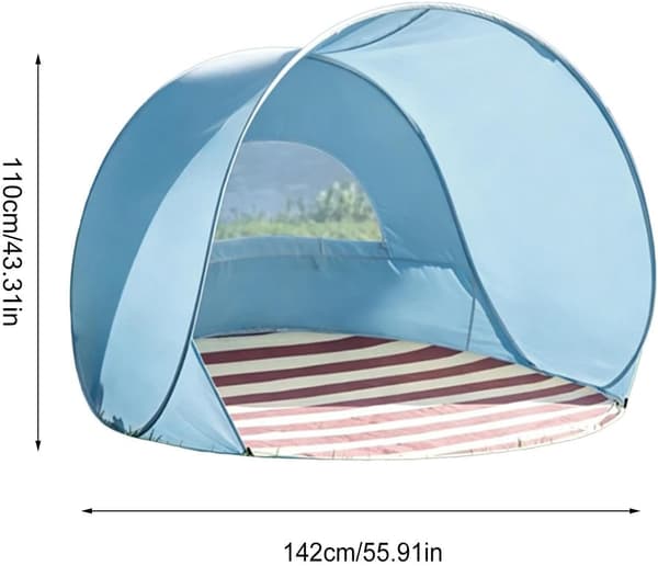 Bärbart pop-up strandtält, snabbmonterat solskydd för utomhusbruk