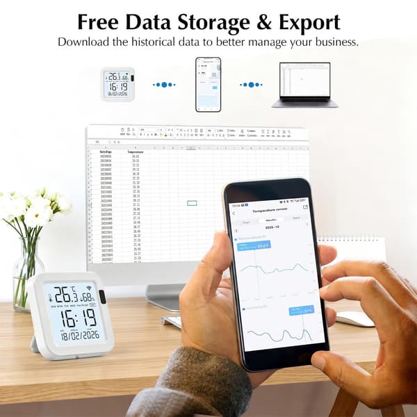 WiFi-termometer och hygrometer, smart temperatur- och luftfuktighetsmätare med app