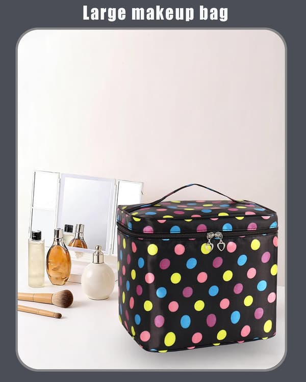 Stor makeuptaske med børsteholder, vandtæt kosmetik-organizer til rejser