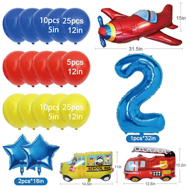 2:a födelsedag raketballonger Arch Garland Kit Latex set festdekoration