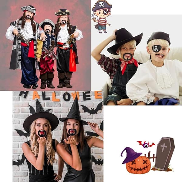 Ingefärsfärgat lösskägg med elastiskt band för Halloween och maskeradfester