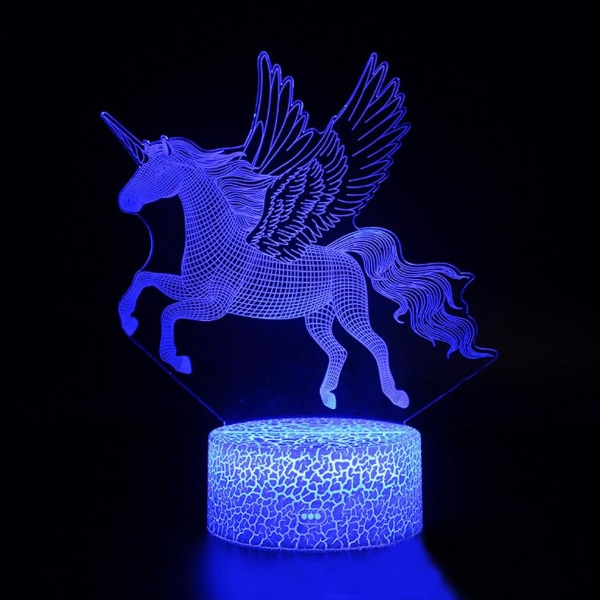 Unicorn 3D LED Nattlampa Barn Sovrum Nattlampa Färgglad