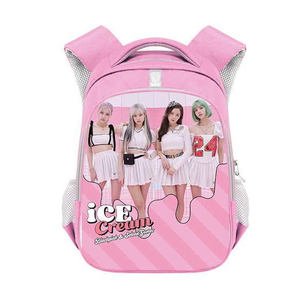 Svartrosa Anime skolryggsäck Casual Daypack Ryggsäck Cool bokväska