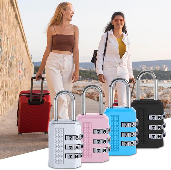 4-pack 3-siffriga kombinationslås för bagage, återställbara hänglås för resor
