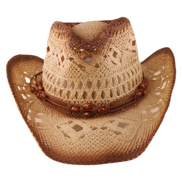 Damstråcowboyhatt Bredbrättad Western Solhatt Brun