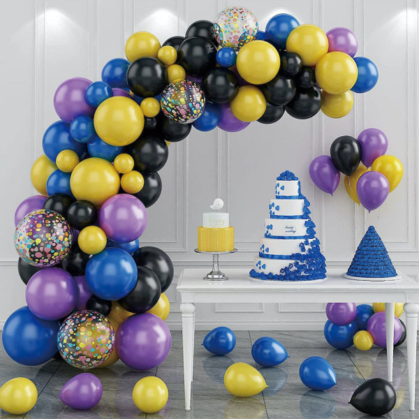 Blå lila födelsedagsballonger Arch Garland Kit Latex Ballong Set Party Dekoration