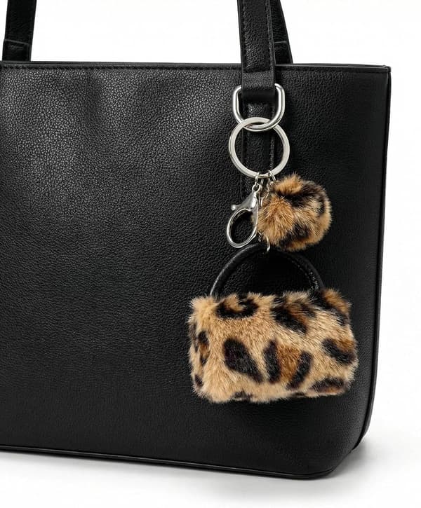 Nøkkelring med leopardmønster for kvinner og jenter
