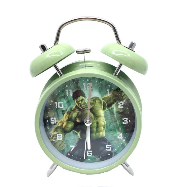 Grön Hulk Twin Bell Anime Väckarklocka Non Ticking Analog Bell Clock