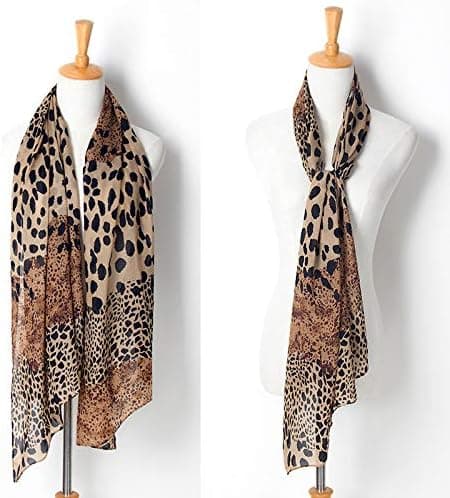 Leopardmønstret chiffonskjerf for kvinner, langt og lett sjal