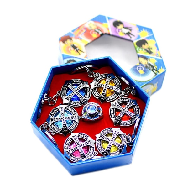 7st Ring Set 6 REBORN Nyckelringar 1 Anime Ring för samling