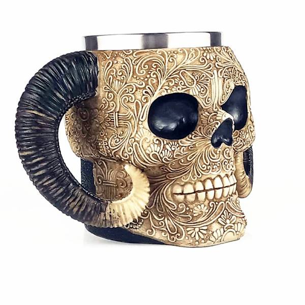 Horn Skull Beer Keramik Kaffe Mugg Tekopp Nyhet Present