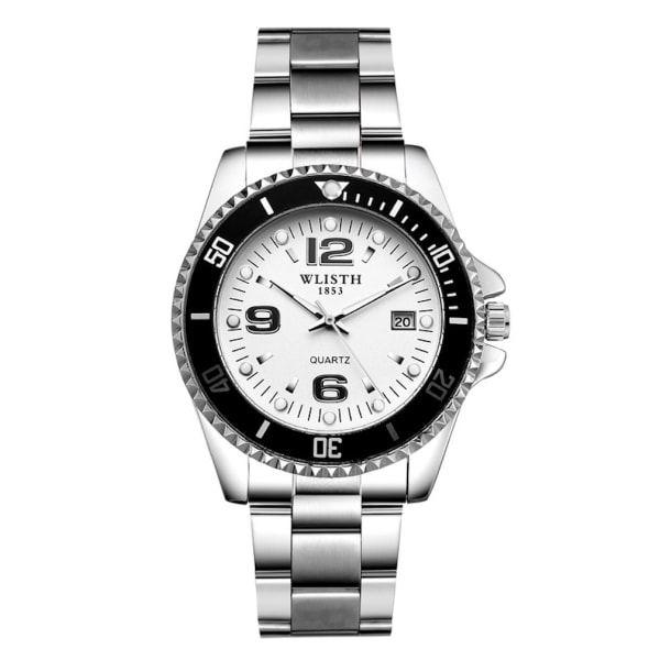 Herr Quartz Watch Business Armbandsur med Date White Dial Lysande Watch