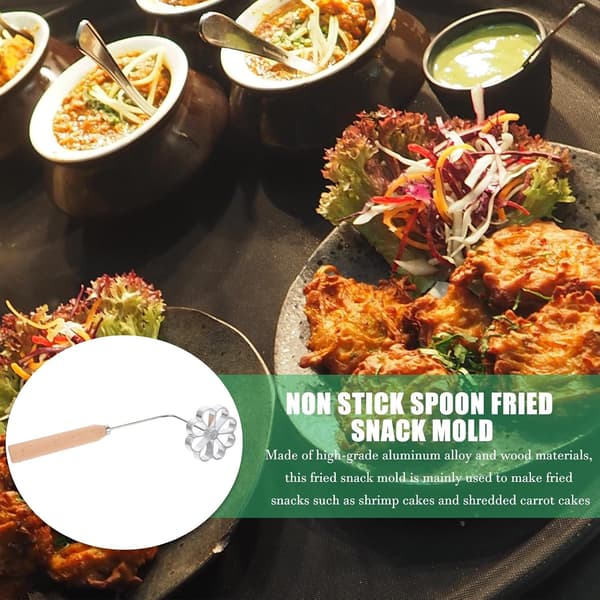 Fritert snacksform, blomsterformet frityrform i aluminiumslegering med trehåndtak
