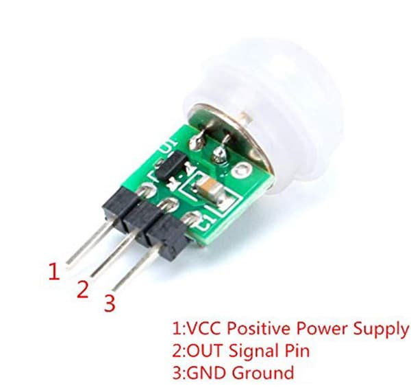 5-pack mini PIR-rörelsesensormoduler, DC 2,7-12V, 3-5m räckvidd med kabel