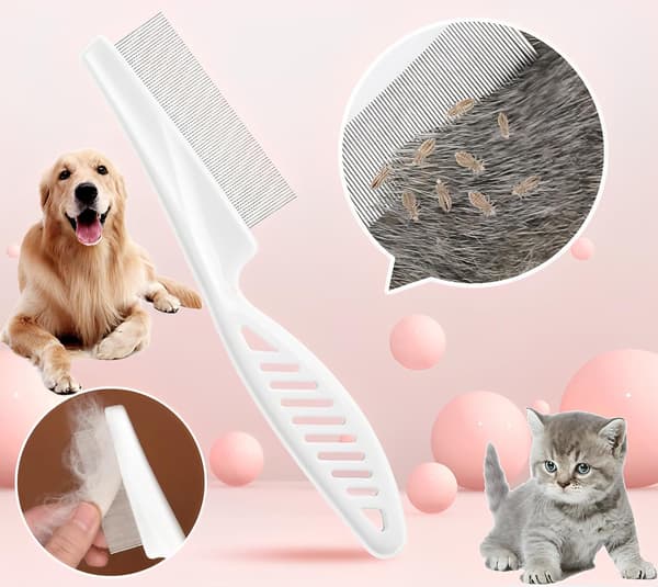 Loppekam til hunde katte rustfrit stål tænder pleje børste hårfjerningsværktøj