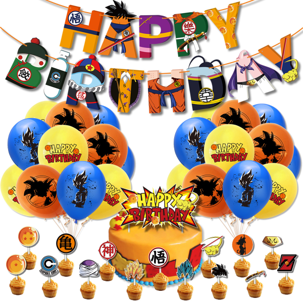 Super Saiyan Buu Grattis på födelsedagen Ballong Set Latex ballonger Party Dekoration Kit
