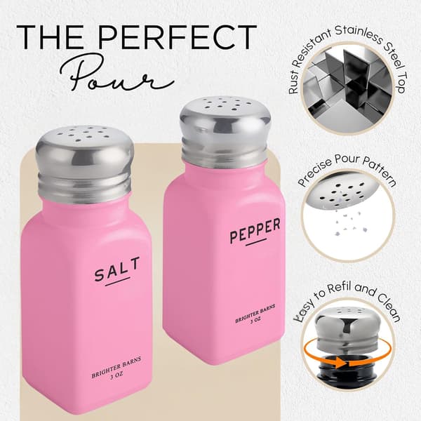 2-pack rosa salt- och pepparkar, glasburkar med lock i rostfritt stål