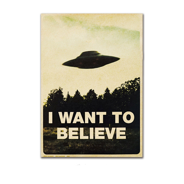 I Want To Believe Print Väggdekor Kraftpapper 36x51,5 cm för Bar Coffee Shop Hem