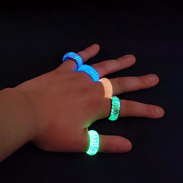 5 st Secretwooden Luminous Ring Glow in the Dark Legering Finger Ring för Party Celebration