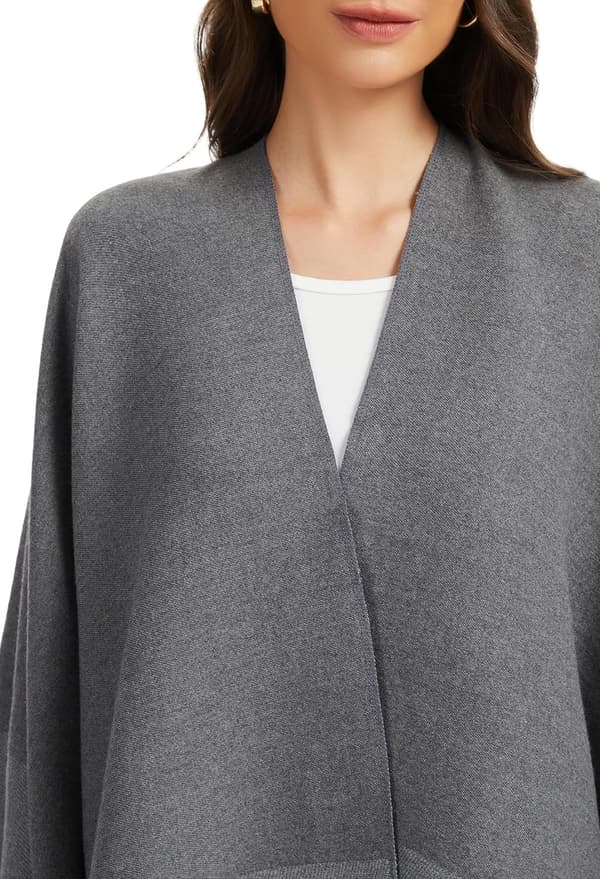 Oversize poncho-sjal för dam med öppen front och tofsar, varm vintercape