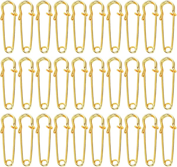 30 stk. sikkerhedsnåle, 5,08 cm, guld, rustfrit stål, stål, hobbysæt