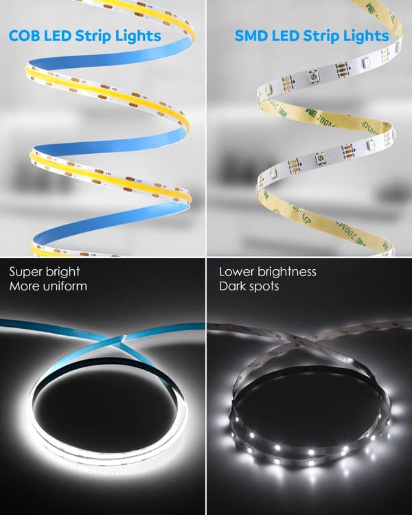1M COB LED-stripe 5V USB 6000K kaldhvit 320 LED-er fleksibel og dimbar