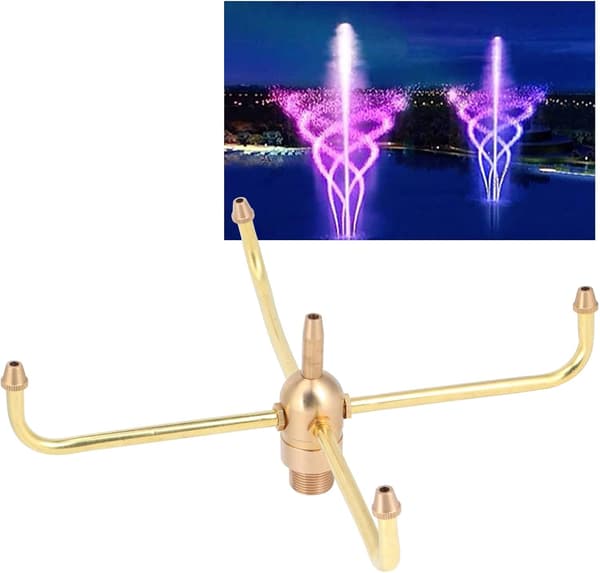 Messing 4-armet springvandsdyse G1/2 gevind roterende vandsprinkler