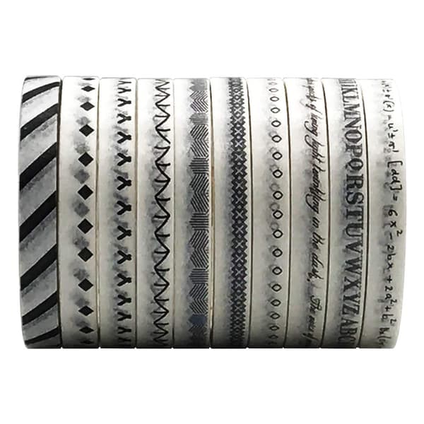 10 ruller 5 mm tynd washi-tape sort hvid dekorativ tape til scrapbøger