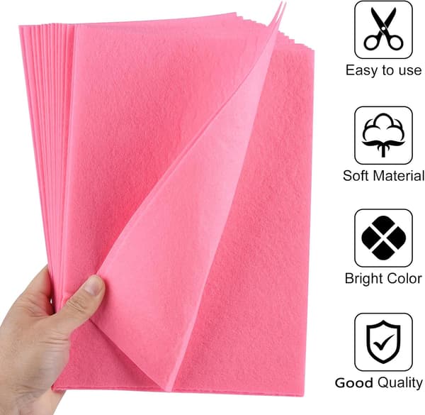 40 lyserøde filtark, 8 x 12 tommer polyester til gør-det-selv syning og patchwork