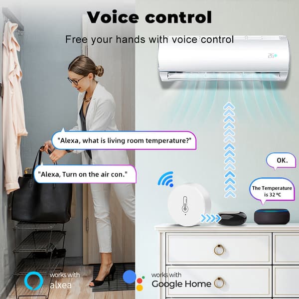 Zigbee Temperatur- og fuktighetssensor med app, trådløs smartovervåking