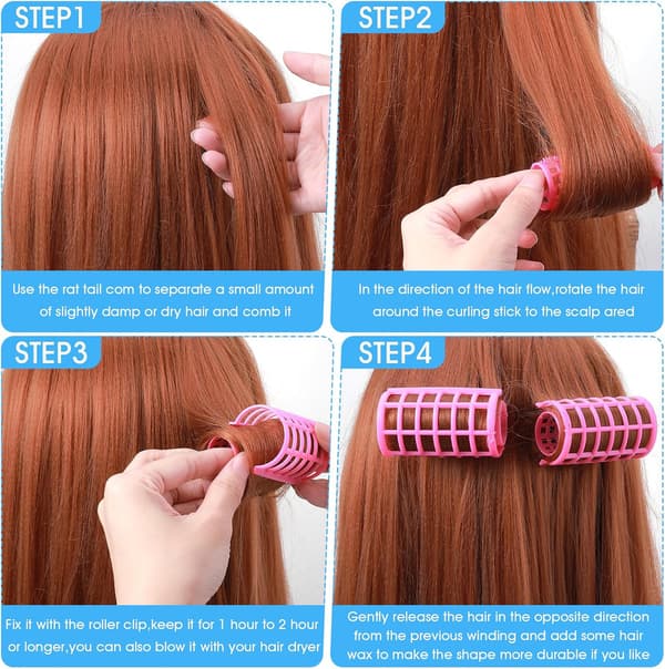 30 stk. selvklæbende hårrullesæt, 5 størrelser snap-on curlers til volumenstyling