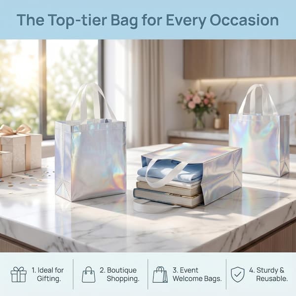 40 stk. blanke non-woven muleposer, genanvendelige sølv-gaveposer med hanke