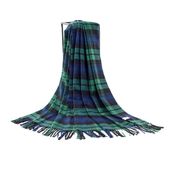 Universal Hoodie Rutig Poncho Vinter Sjal Wrap med Tofs