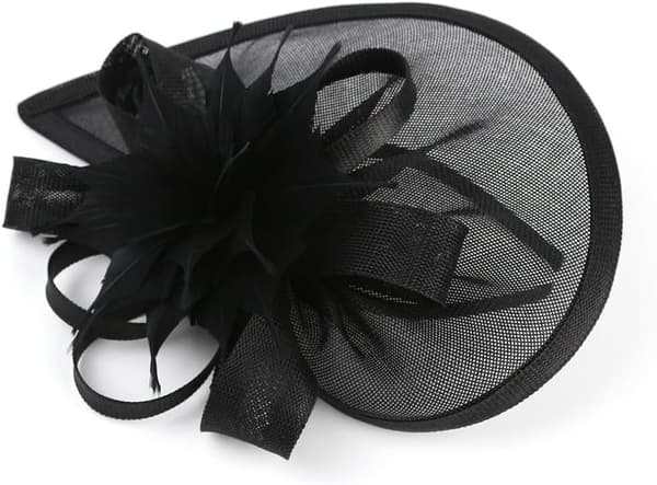 Sort Sinamay Fascinator-hat med blomst til bryllup, derby og teselskaber