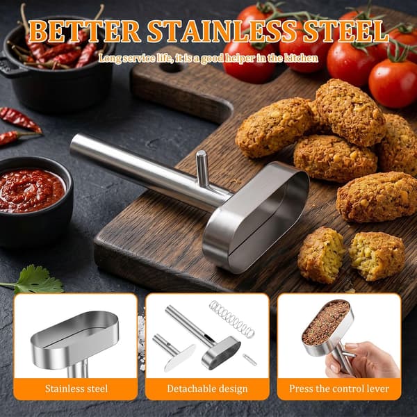 Falafel-skje i rustfritt stål med tommelspak, 4 cm oval matform