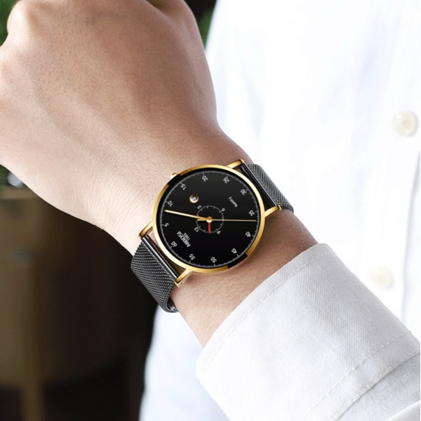 Herr Quartz Watch Ultra Slim Watch Analog Display Vattentät Lysande