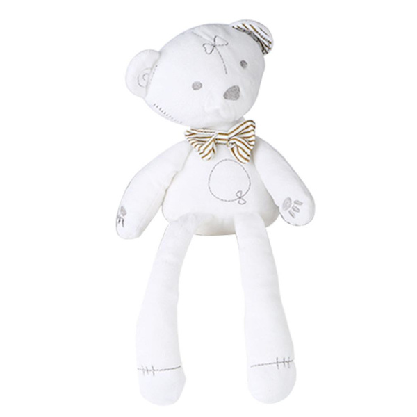 Vit björn bär rosett tecknad figur Rosa mjuk docka flicka plysch leksak