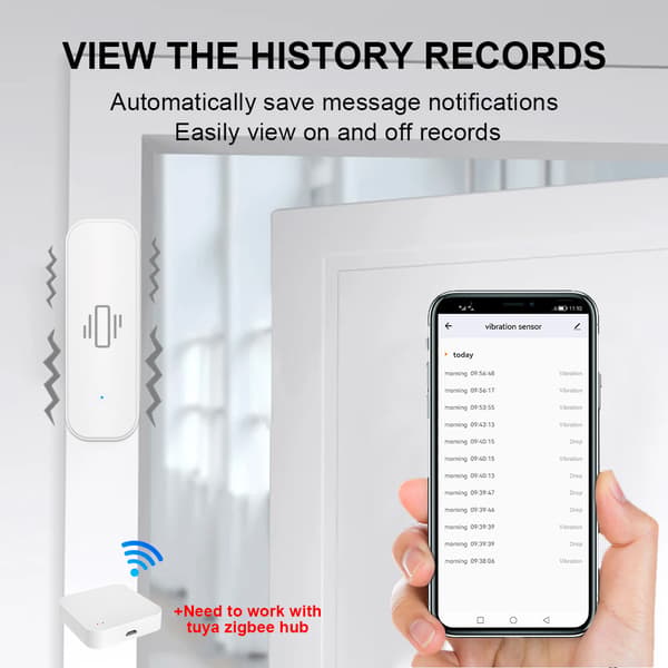 Tuya Zigbee vibrationssensor smart dörr- och fönsterlarm
