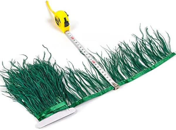 3 yards mørkegrøn strudsefjer-kantebånd 10-15 cm til kjoler og hobbyprojekter