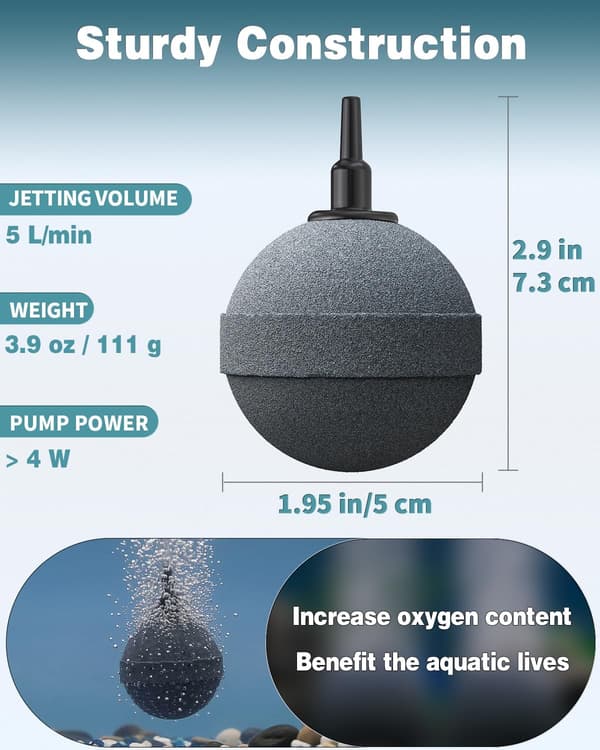 Akvarieluftsten 5 cm, 2-pack gråa bubbelspridare för akvarier
