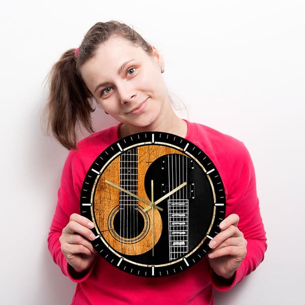 Gitarrväggklocka 12 tum akryl akustisk elektrisk gitarr musik heminredning