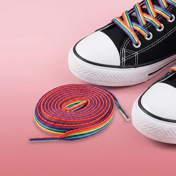 2 par regnbuefarvede flade snørebånd 140 cm polyester snørebånd til støvler og sneakers