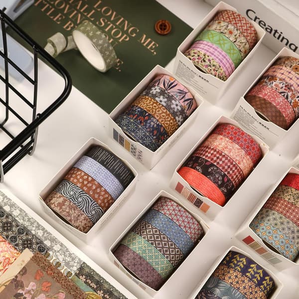 5 ruller efterårsblomstret washi-tape sæt dekorativ maskeringstape til hobbyprojekter