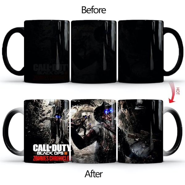 Call Duty Color Changing Mugg Keramisk kaffemugg Thermal tekopp Nyhetspresent