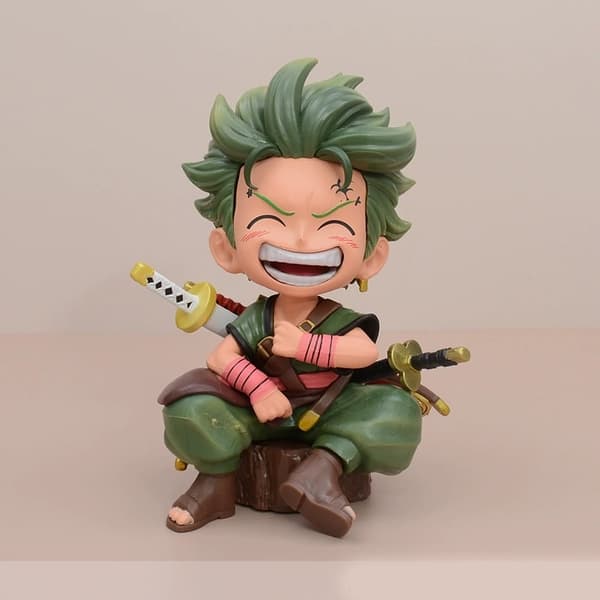 3-pack One Piece Luffy, Zoro och Ace PVC Chibi-figurer set 14 cm
