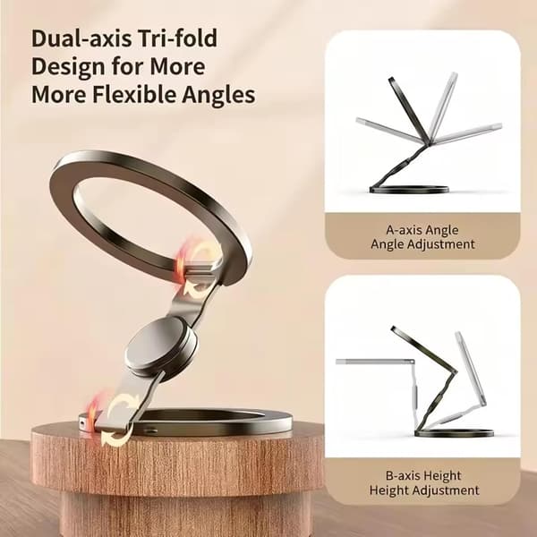 Magnetisk Fidget Spinner Telefonholder, 360° Foldbart Dobbelt Ringgreb