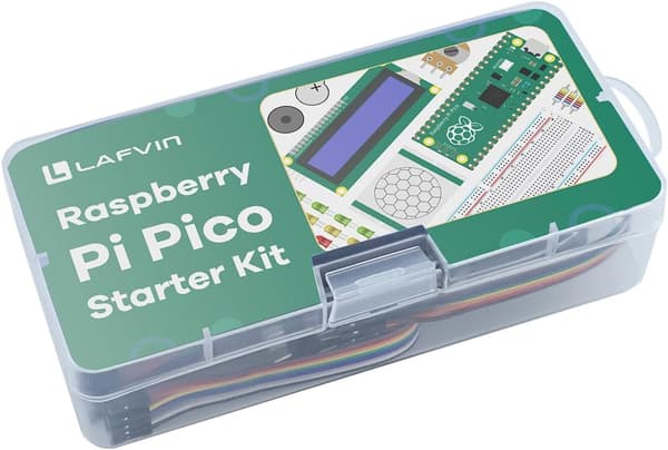 Raspberry Pi Pico startpakke med koblingsbrett, LCD, sensorer og komponenter