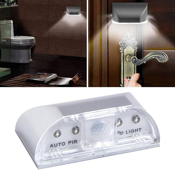 4-LED bevegelsessensorlys for dørlås, automatisk LED nattlys