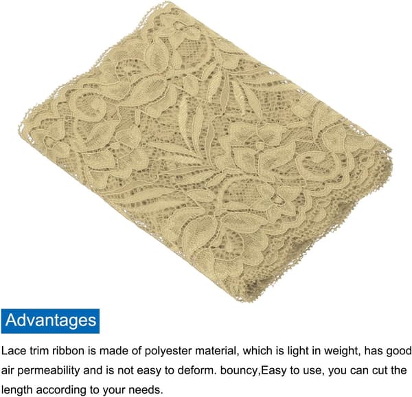 Kremfarget blomstrete elastisk blondebånd 3 yards 15,2 cm bredt for søm og hobbyprosjekter
