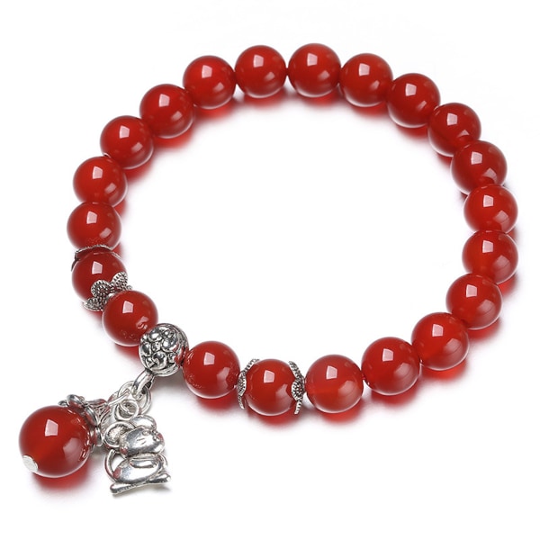 Red Agate 12 Zodiac Buddha Bead Armband Smycken